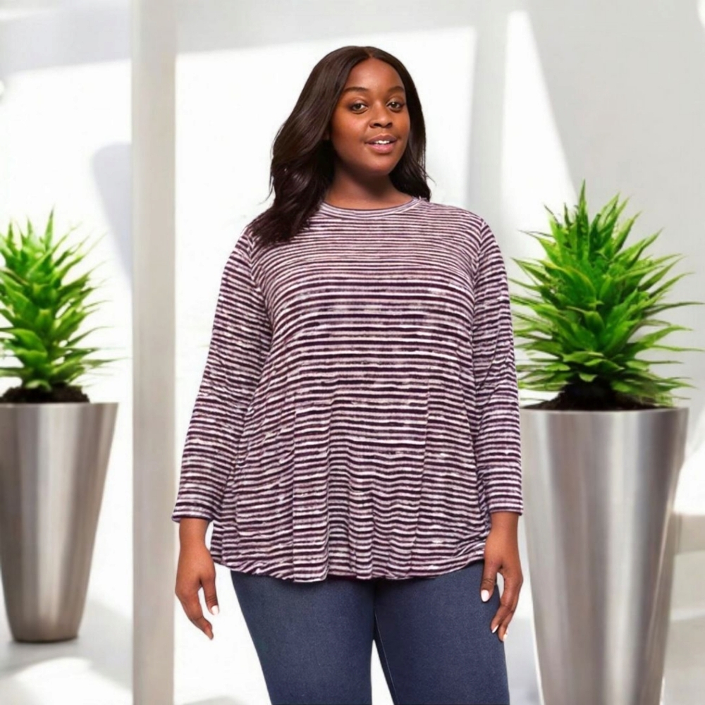 Lane Bryant long sleeve striped swing  tee new with tags